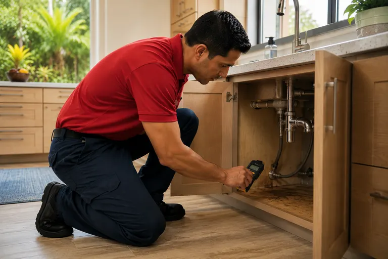 A moisture meter check for early signs of water damage